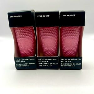 Starbucks pink studded keychain